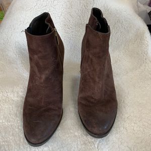 Brown suede booties
